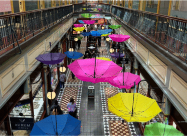 Adelaide Arcade Winter Umbrellas