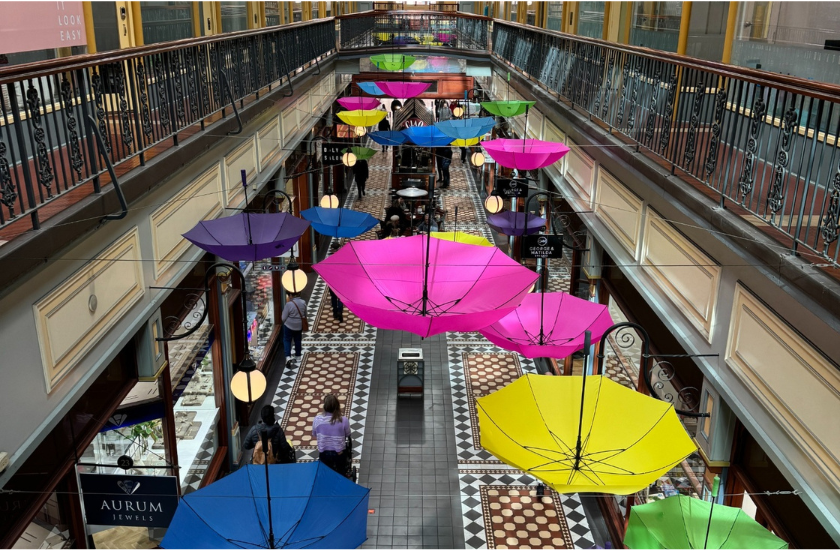 Adelaide Arcade Winter Umbrellas